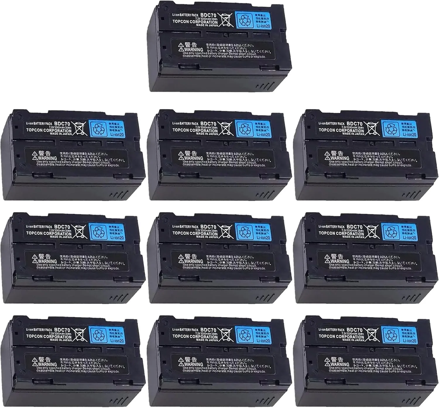 ◘ [10 Pack] 7.2V 5240mAh BDC70 Rechargeable Lithium Battery for Topcon, Sokkia Total Stations/GPS Station and GNSS Receivers