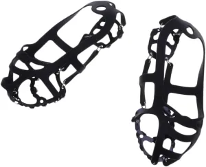1 Pair Outdoor Ice Climbing Crampons 18 Teeth Silicone for Shoes and Boots Non-Slip Ice and Snow Grippers Size l