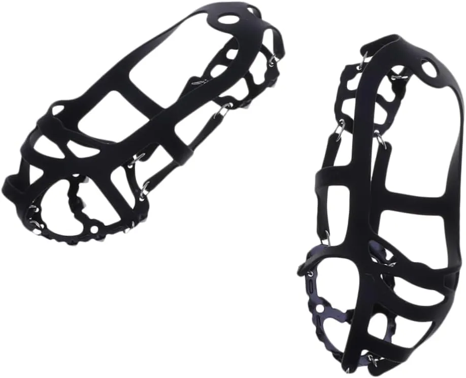 1 Pair Outdoor Ice Climbing Crampons 18 Teeth Silicone for Shoes and Boots Non-Slip Ice and Snow Grippers Size l