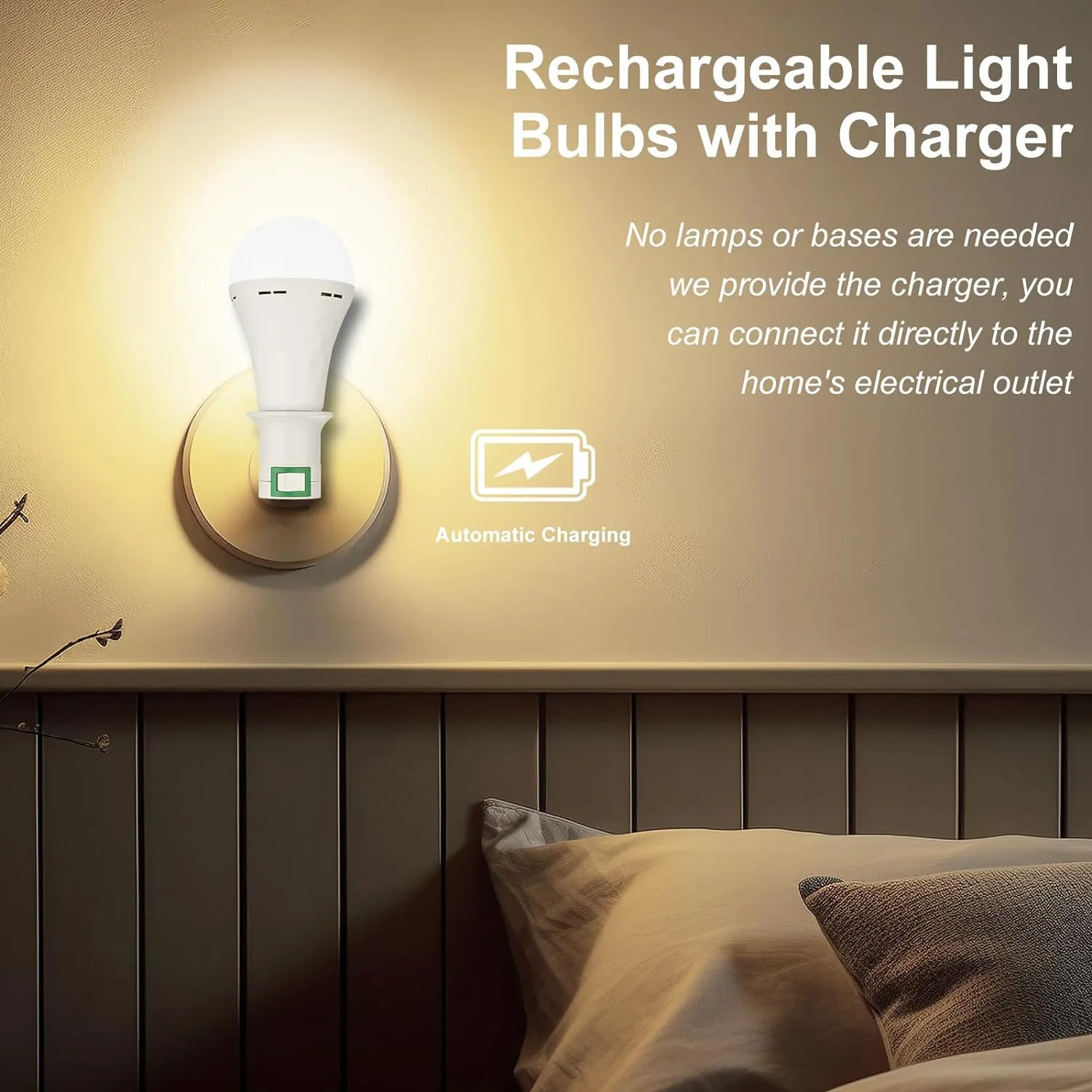 10 Pack Rechargeable Emergency Light Bulbs,Battery Operated Backup Light Bulb for Power Outage Camping Outdoor Hurricane 9W E27 8500K 1200mAh White Self-Charging LED Light Bulbs