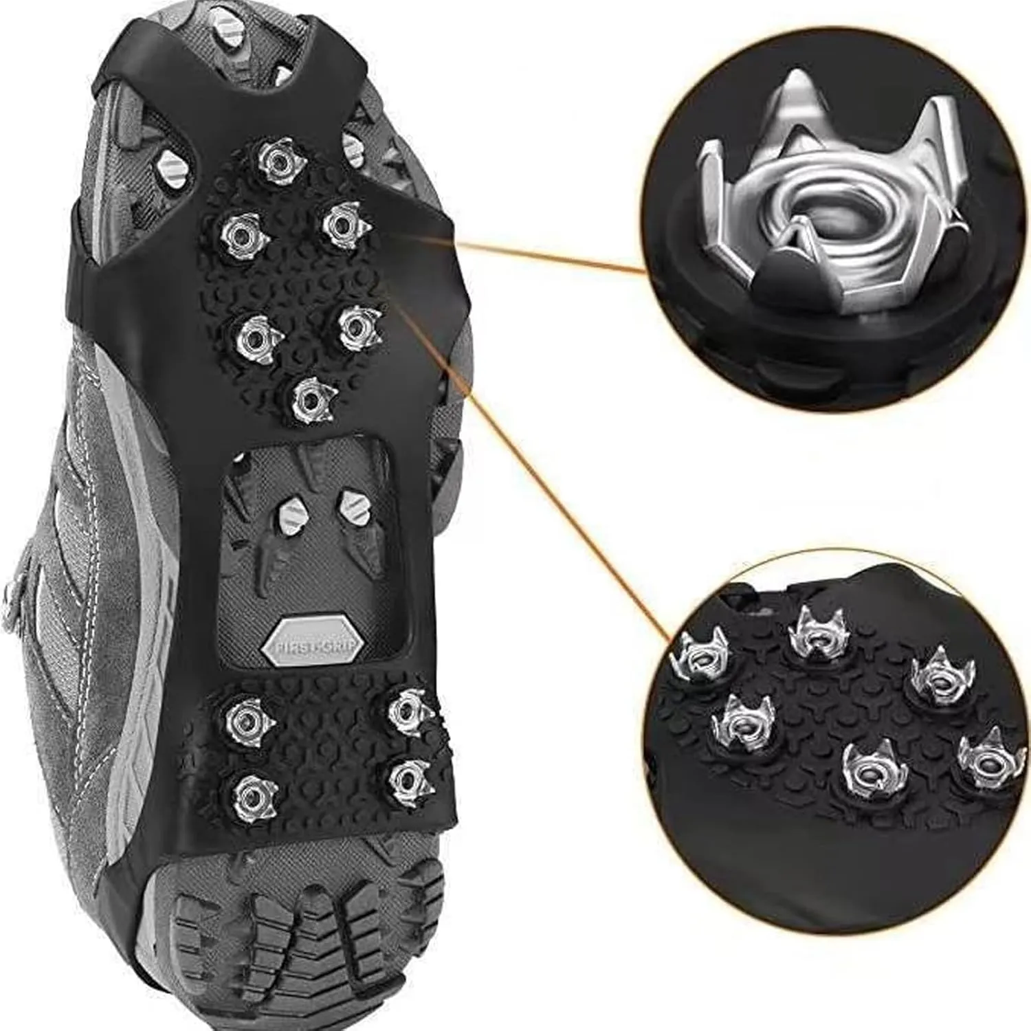10 Teeth Ice Crampons Cleats Snow Grips Non-Slip Gripper Spikes Over Shoe Boot