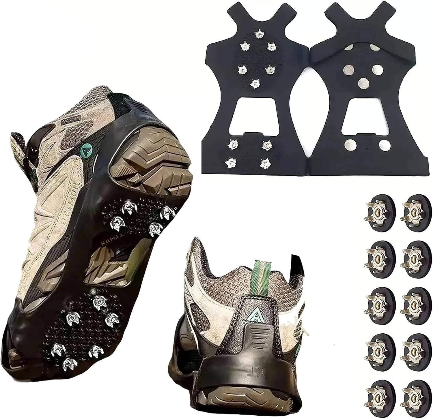 10 Teeth Ice Crampons Cleats Snow Grips Non-Slip Gripper Spikes Over Shoe Boot