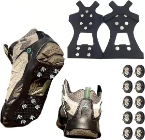 10 Teeth Ice Crampons Cleats Snow Grips Non-Slip Gripper Spikes Over Shoe Boot