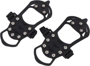 10 Tooth Crampons Shoe Cover, Sturdy Mountaineering Ice Snow Gripper, Rustproof Stainless Steel Nails, Lightweight Silicone Material, Easy to Wear and Carry, for Outdoor Winter Ac