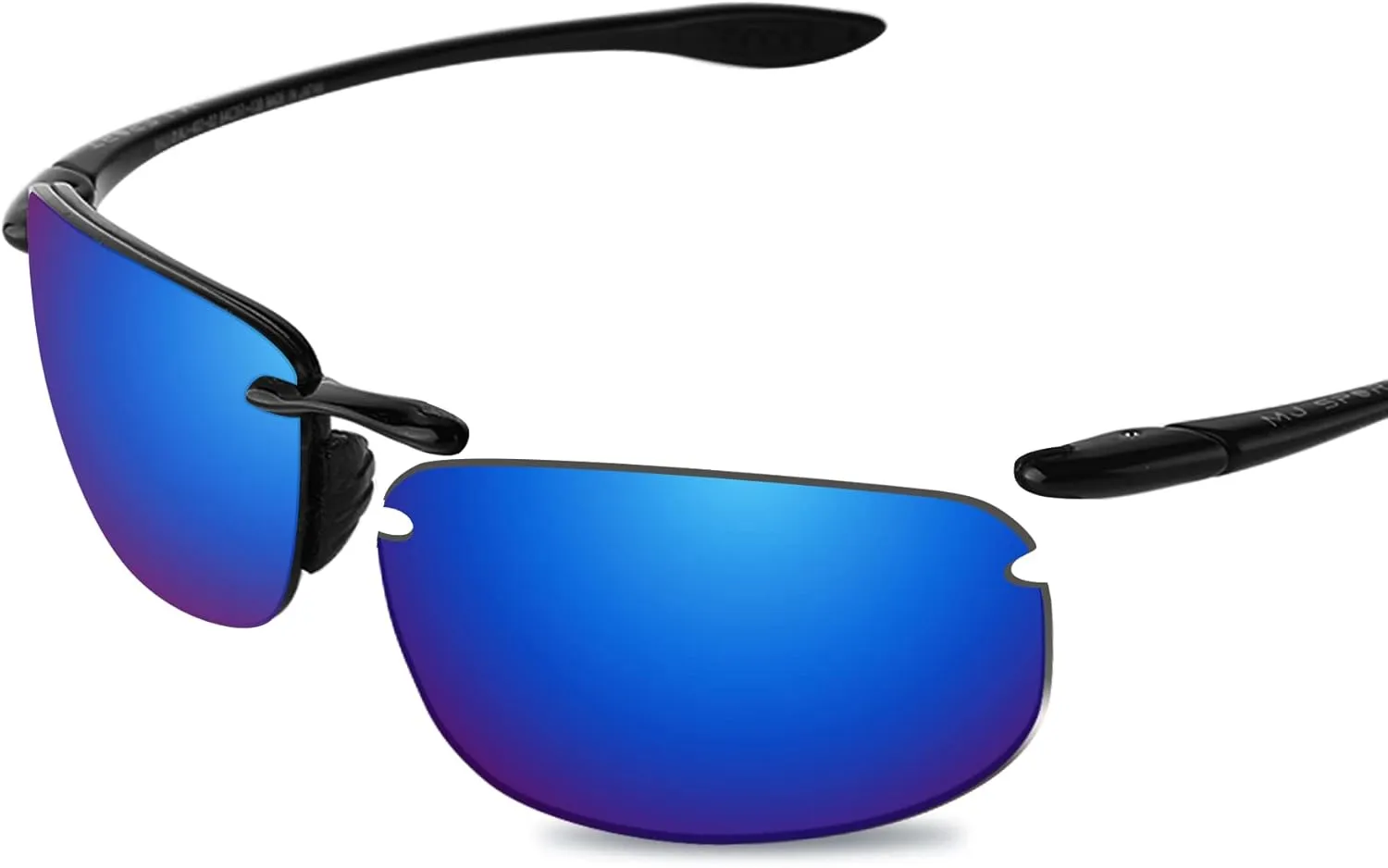 100% Precise-Fit Replacement Sunglass Lenses for Maui Jim Ho'okipa MJ407 - Polarized Ice Blue Mirror