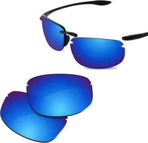 100% Precise-Fit Replacement Sunglass Lenses for Maui Jim Ho'okipa MJ407 - Polarized Ice Blue Mirror
