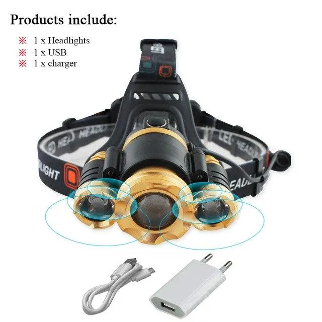 10000lm LED Rechargeable Headlamp CREE XML-T6 Zoom 18650 Lantern Headlamp Fishing Waterproof 18650 Battery Hunting Camping