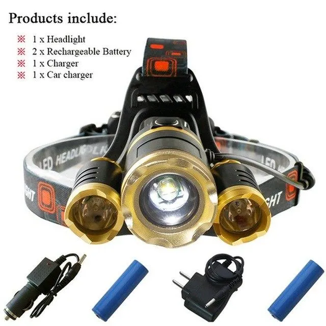 10000lm LED Rechargeable Headlamp CREE XML-T6 Zoom 18650 Lantern Headlamp Fishing Waterproof 18650 Battery Hunting Camping