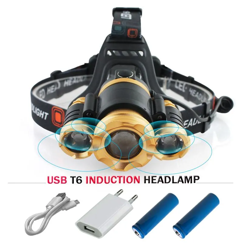 10000lm LED Rechargeable Headlamp CREE XML-T6 Zoom 18650 Lantern Headlamp Fishing Waterproof 18650 Battery Hunting Camping