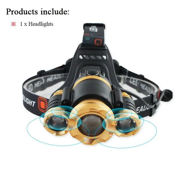 10000lm LED Rechargeable Headlamp CREE XML-T6 Zoom 18650 Lantern Headlamp Fishing Waterproof 18650 Battery Hunting Camping