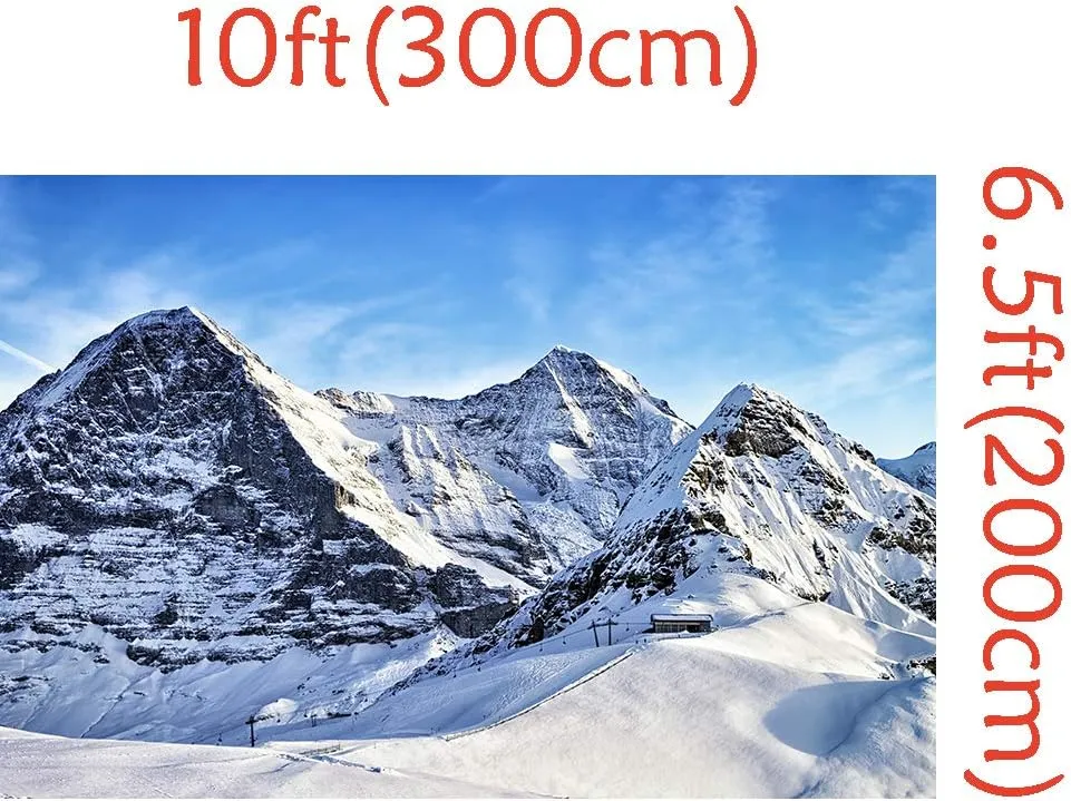 10x6.5ft(3x2m) Gorgeous Blue Sky White Cloud Snow Ice Mountain Beautiful Natural Scenery Ski Holiday Tour Wedding Birthday Party Decoration Portrait Backdrop Photography Background 371