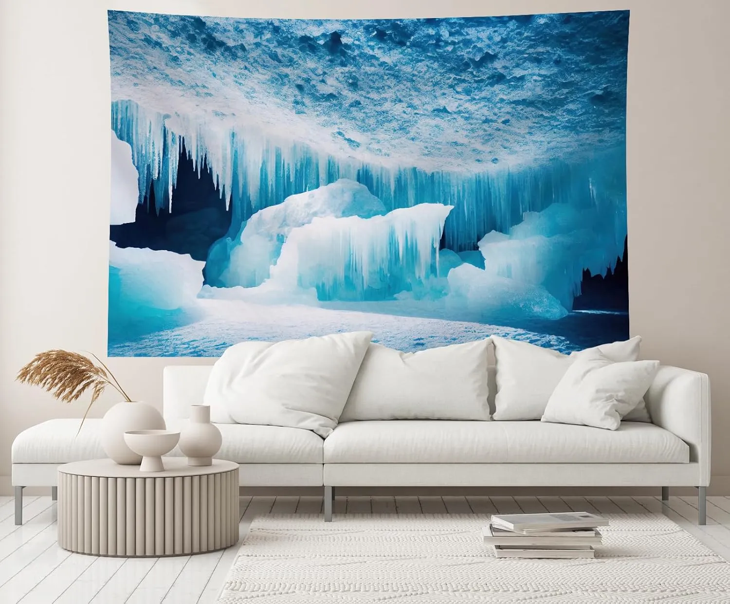 10x8ft Ice Cave Landscape Backdrop Winter Mountain Frozen Nature Icicle Blue Ice Cave Background Winter Nature Cold Winter Holiday Baby Shower Birthday Party Decor Photo Booth Props