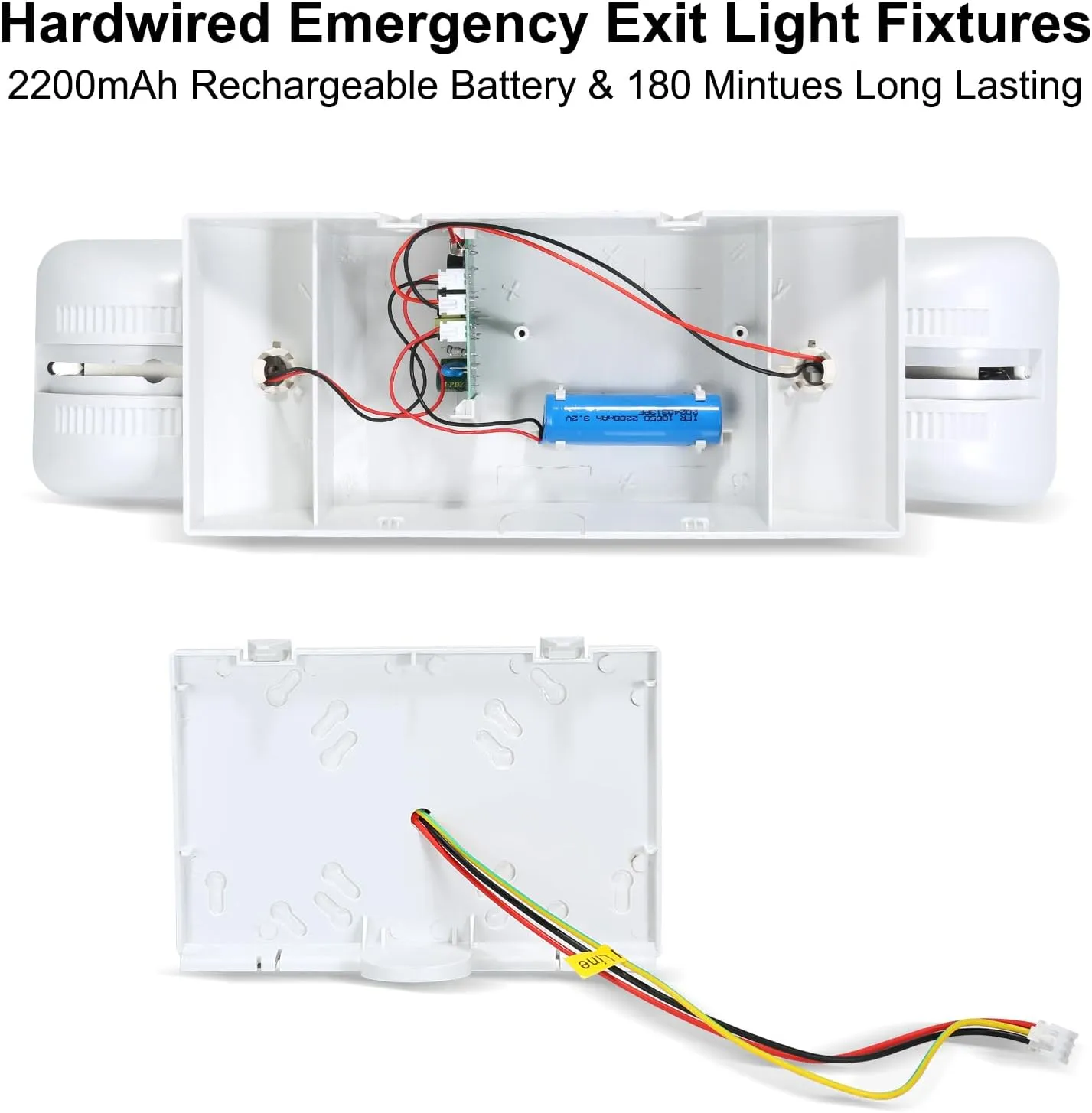 12 Pack LED Emergency Light Fixture, Commercial Emergency Lights with Battery Backup, Square Two Head Adjustable LED Emergency Lighting for Power Failure Business, Emergency Exit Light AC 110V-277V