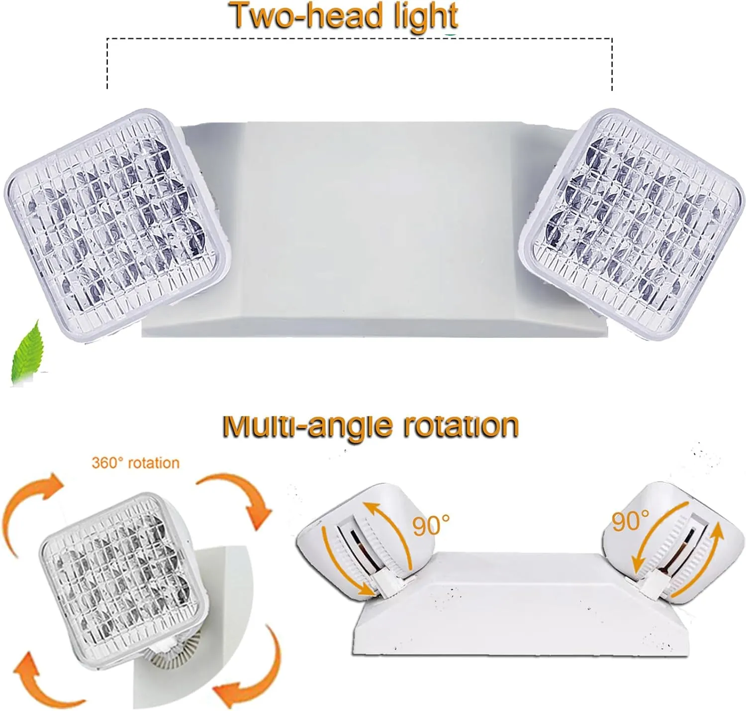 12 Pack LED Emergency Light Fixture, Commercial Emergency Lights with Battery Backup, Square Two Head Adjustable LED Emergency Lighting for Power Failure Business, Emergency Exit Light AC 110V-277V