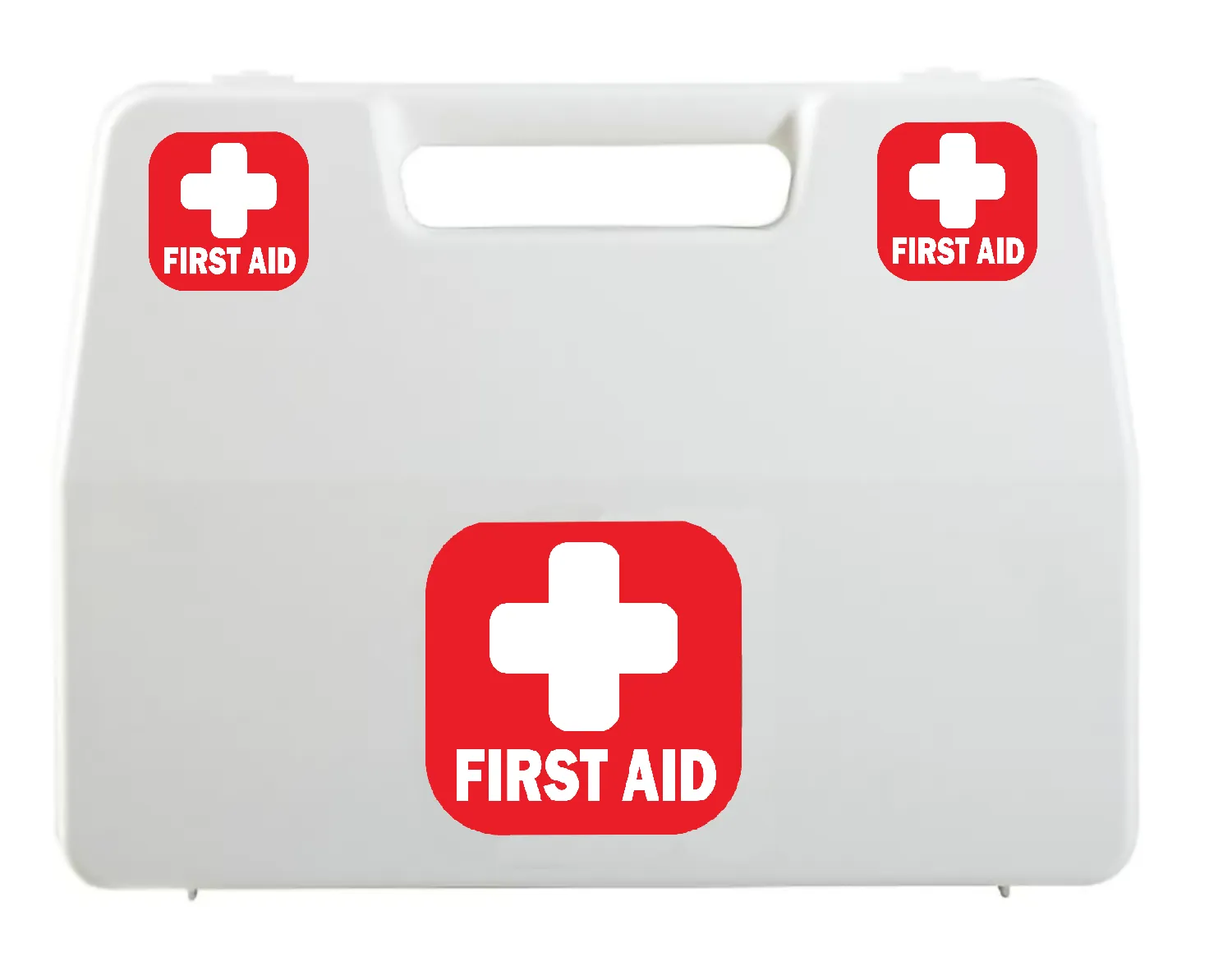 12pc First Aid Kit Sign Sticker [4pc of 4"x4"] [8pc of 2"x2"] Self Adhesive Light Reflective Vinyl Decal