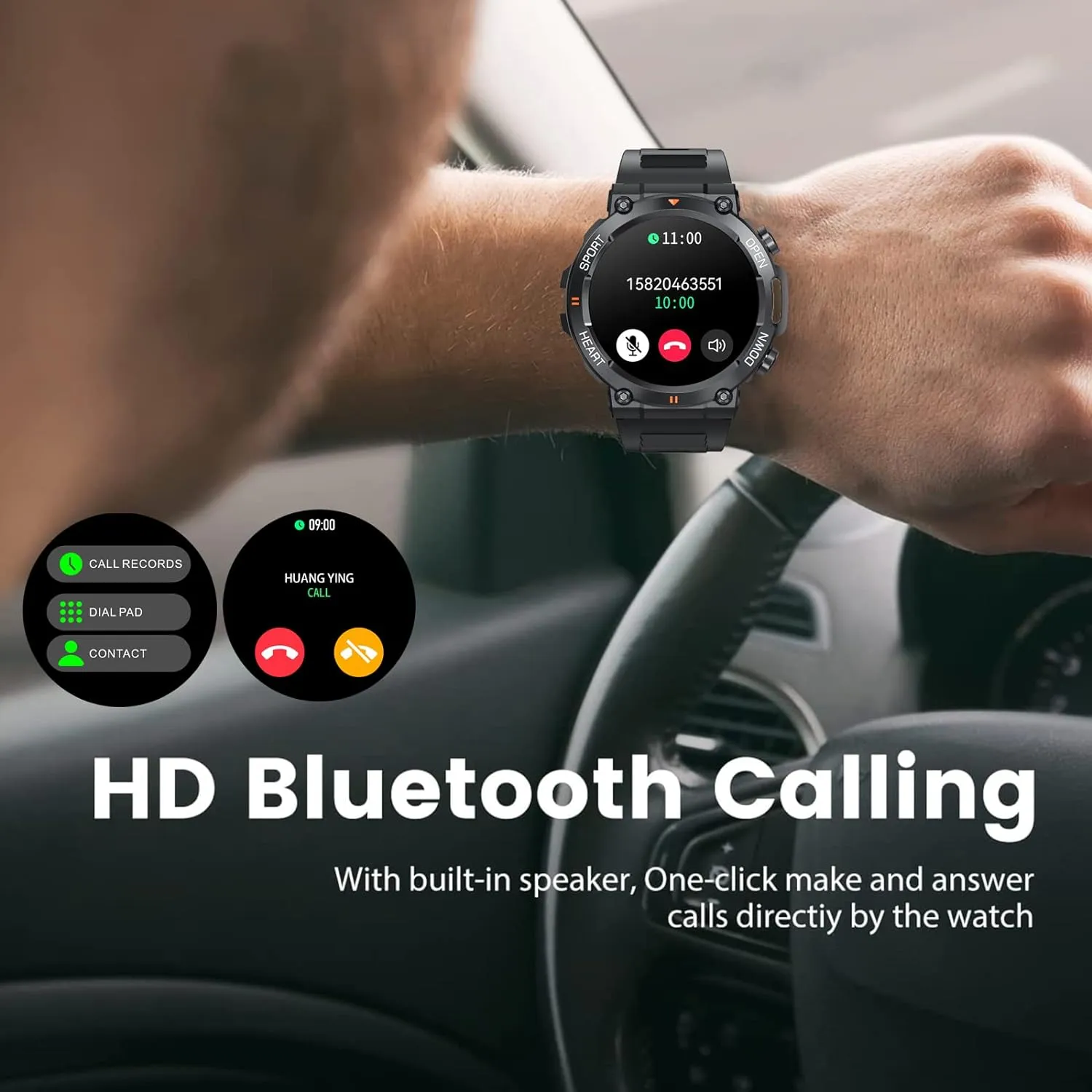 1.39" IPS Screen Smart Watches for Men Rugged Tactical Fitness Tracker with Call (Answer Dial) Heart Rate SpO2 Sleep Monitor 120  Sport Modes Waterproof Sport Smartwatch for Android iOS