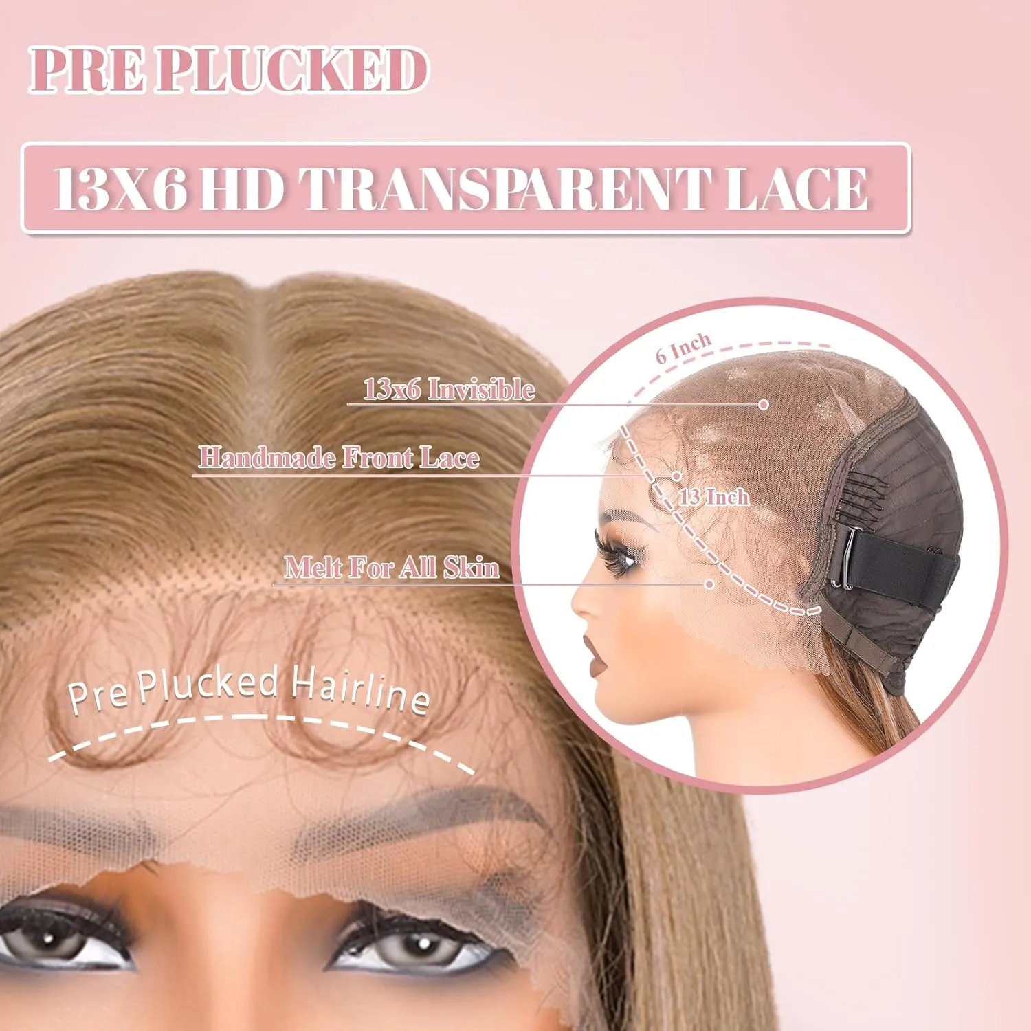 13x6 HD Lace Front Wigs for Women, Synthetic Wigs Wear and Go Glueless Wig with Baby Hair, Pre Plucked Layered Long Straight Wig, Heat Resistant (Highlight Blonde, 24 Inch)