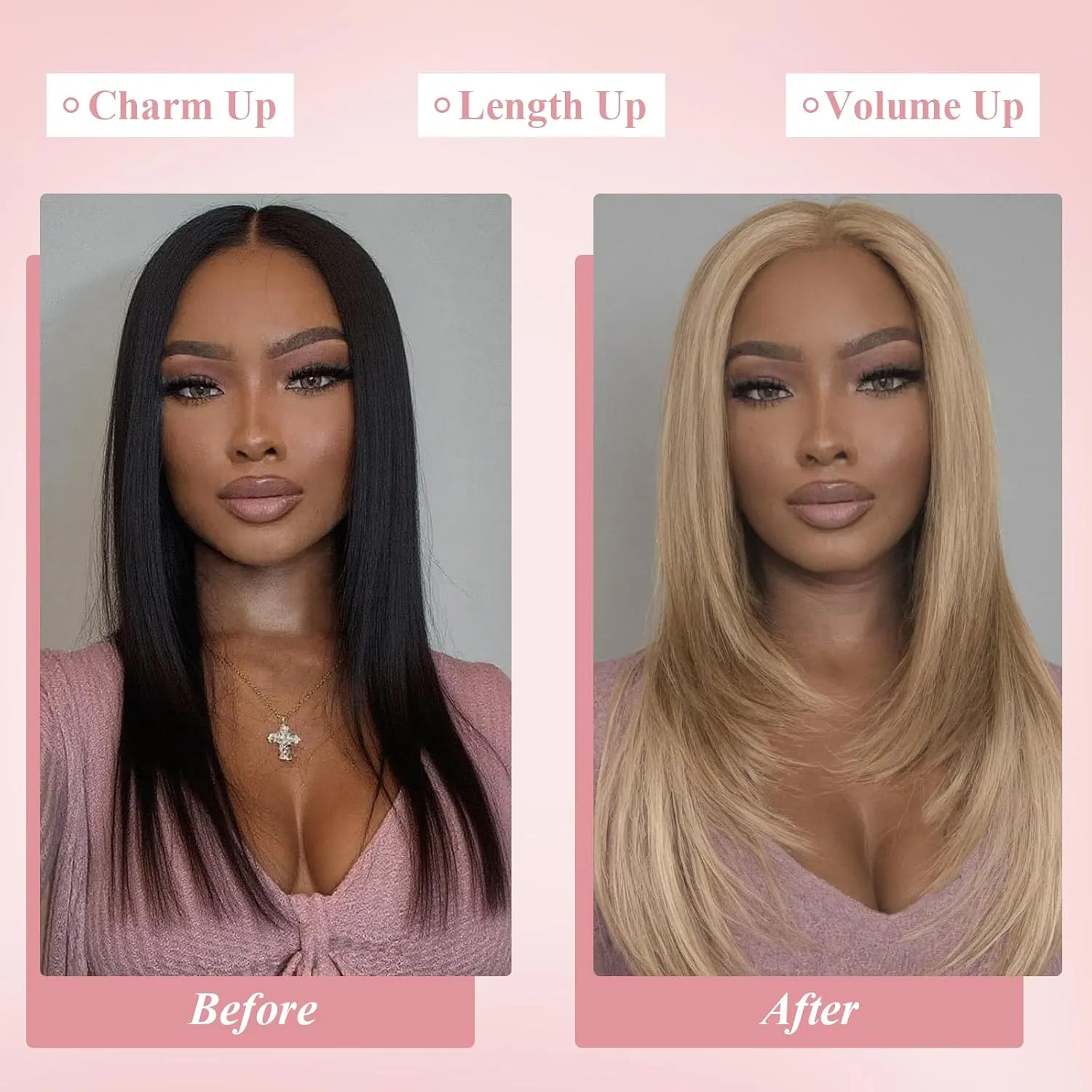13x6 HD Lace Front Wigs for Women, Synthetic Wigs Wear and Go Glueless Wig with Baby Hair, Pre Plucked Layered Long Straight Wig, Heat Resistant (Highlight Blonde, 24 Inch)