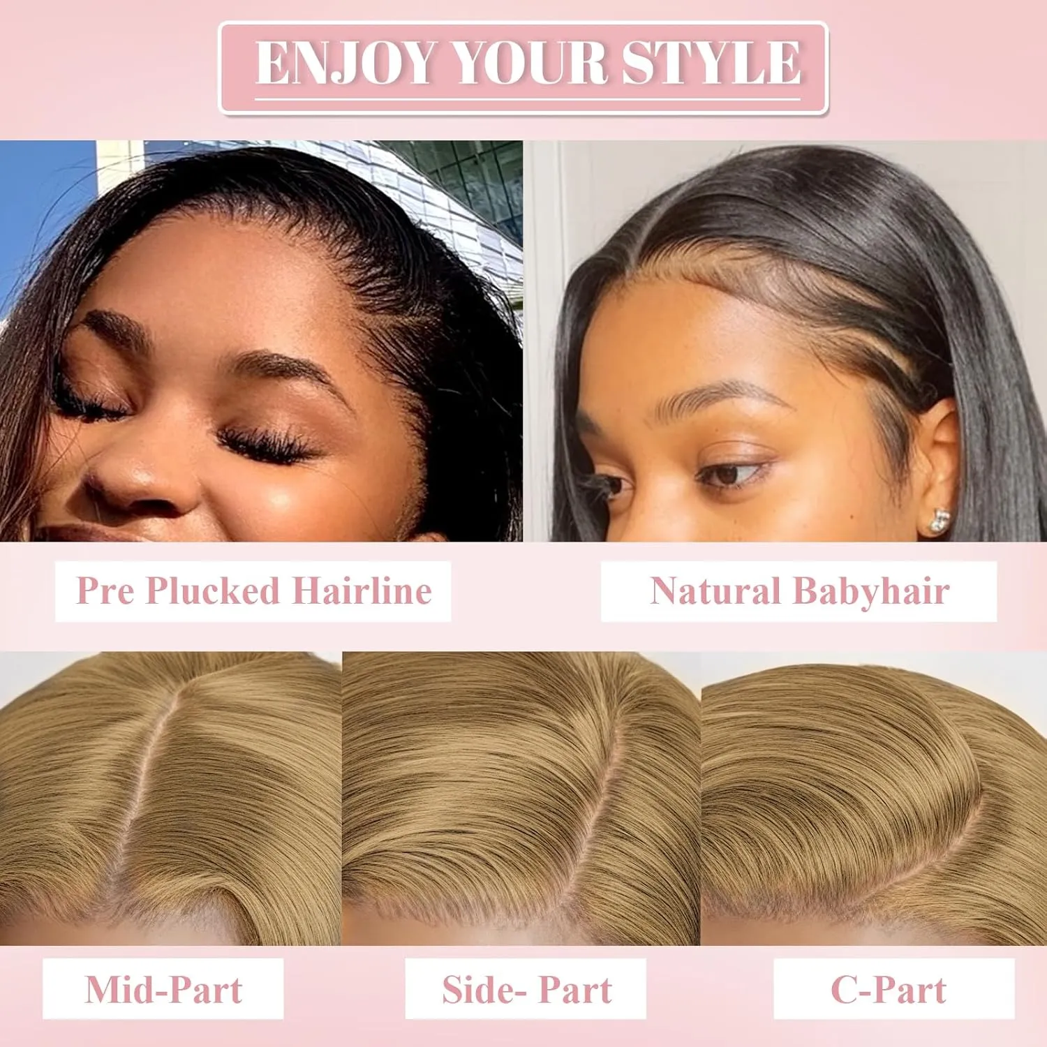 13x6 HD Lace Front Wigs for Women, Synthetic Wigs Wear and Go Glueless Wig with Baby Hair, Pre Plucked Layered Long Straight Wig, Heat Resistant (Highlight Blonde, 24 Inch)