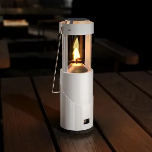 15Hour  Long Burning Mini Candle Lantern for Real Candles, Outdoor Camping Emergency Lighting, Portable Survival Lantern for Power Outages w/ Storage Bag - White