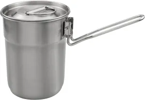 1L Coffee Cup with Folding Handle & Ventilated Lid Stainless Steel Camping Lightweight Cook Pot for Backpacking Hiking Camping Travelling