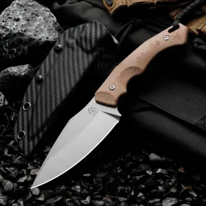 ，1PC， Wilderness survival outdoor knife, can be used for outdoor activities, hiking, and trekking, and is a multifunctional knife suitable for various environments. (brown)