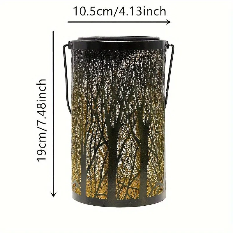 1PCS Outdoor Solar Hanging Lantern Lights, 5-Trees Hollowed-Out Metal Decor Lantern, LED Decorative Garden Light, Delicate Garden Decoration For Patio, Yard, Pathway, Landscape
