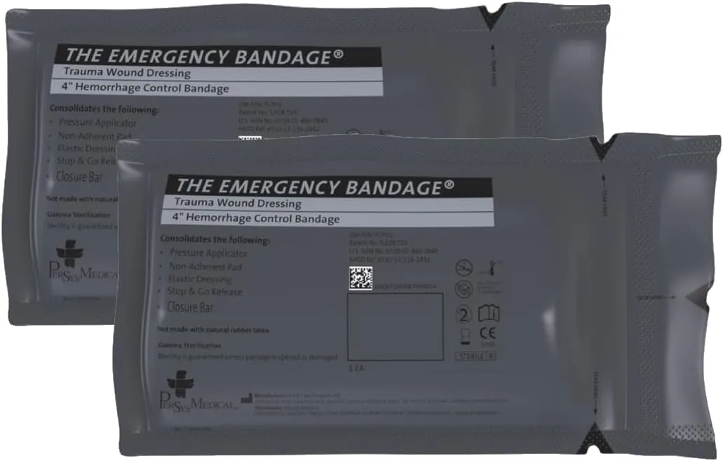 2 Pack - 4 Inch - Bandage for Massive Hemorrhages, by Safeguard Medical. Made in The USA, TAA Compliant