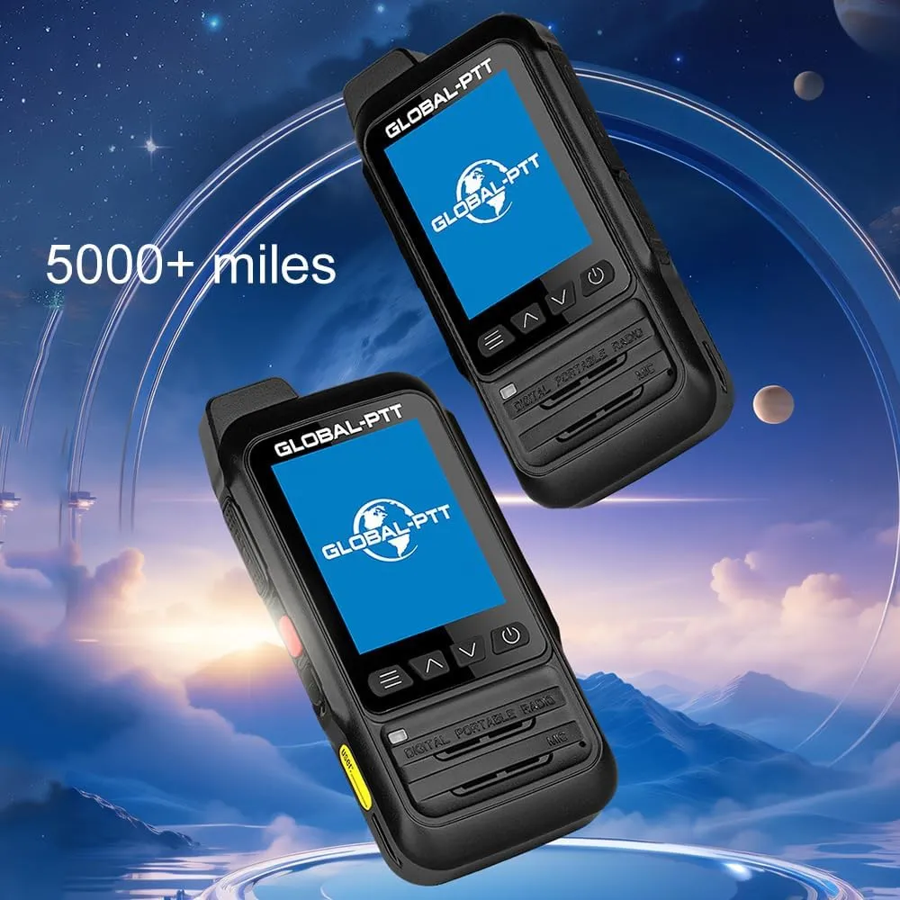 2-Pack 4G Global PTT Walkie Talkies, Push-to-Talk Over Cellular Two Way Radios, 1 Yearly Data SIM Card Pre-Installed for Nationwide Coverage Unlimted Range (PoC with GPS)