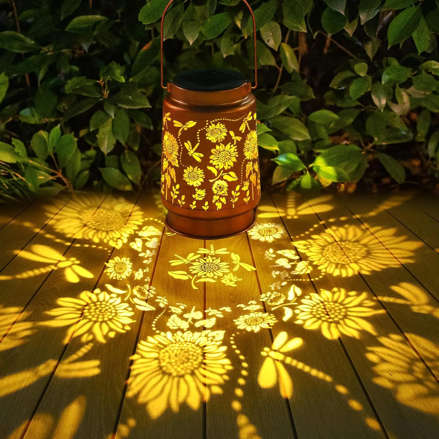 2 Pack Dragonfly Solar Lanterns Outdoor Waterproof Hanging Sunflower Solar Lights Fathers Day Gifts for Women Men Metal Decorative LED Lanterns Outside for Garden, Yard, Patio, Lawn, Porch, Backyard