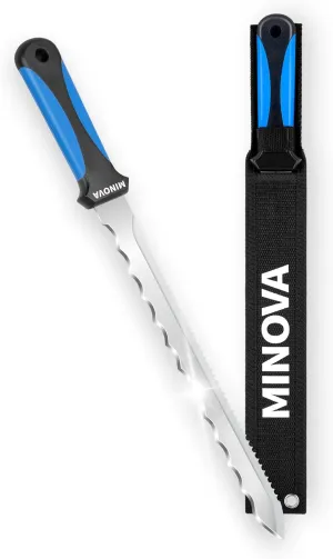 2 Pack Insulation Knife with Sheath Stainless Steel Blade 11” Double Sided Insulation Cutter for Cutting Mineral Wool Insulation Sod Cutter Garden Knife for Lawn Repair