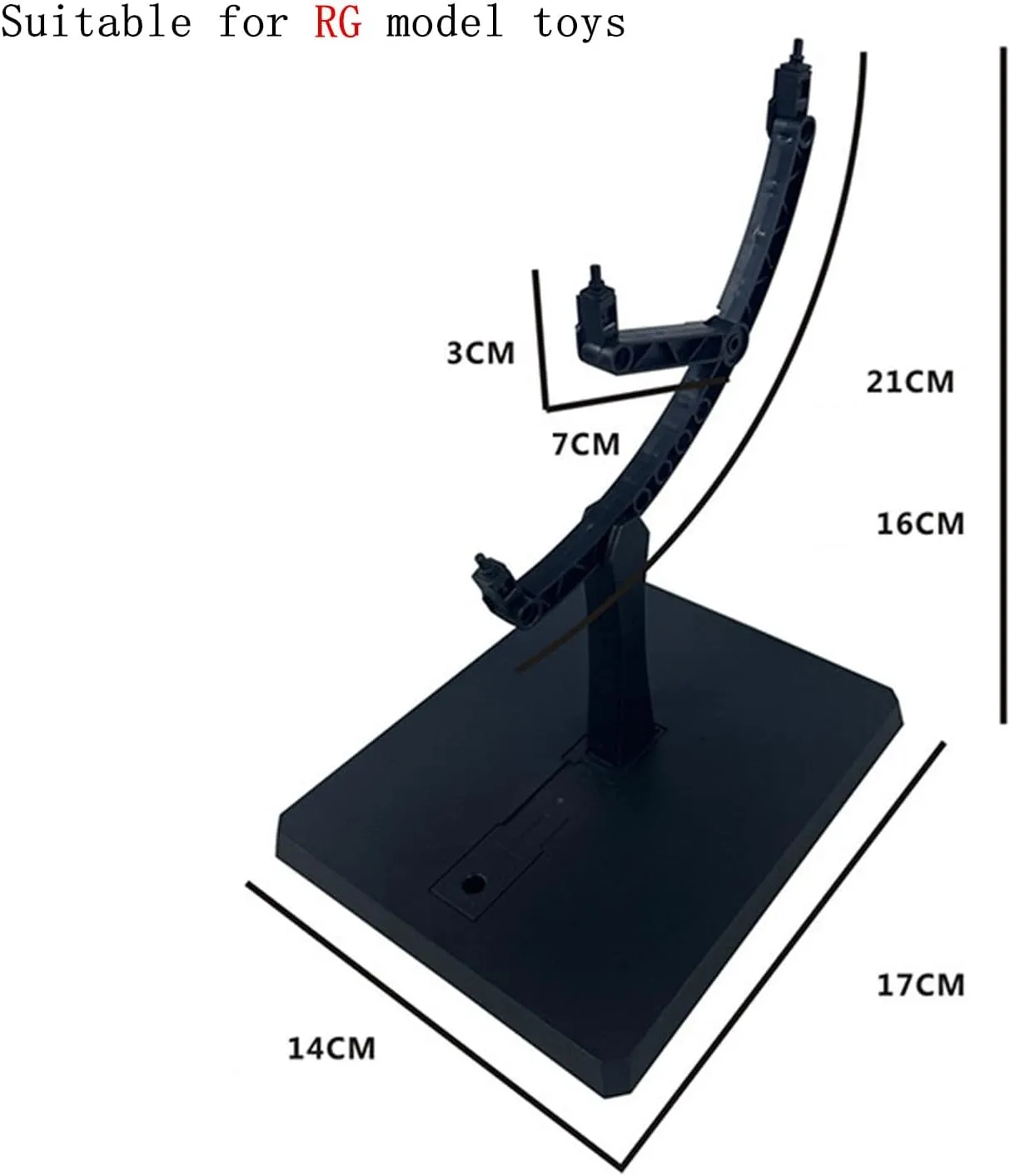 2-Pieces Action Figure Display Stand, Adjustable Model Kit Base, Display Stand Suitable For Gundam Models And 1/144 HG RG BB Action Characters, Black (2 RG)