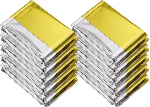 20 Pieces Emergency Foil Blankets, Survival Emergency Blanket, Emergency Foil Thermal Blankets for Survival, Emergency Gold Foil Blanket, for Outdoors, Survival, Hiking, Marathons(210 X 140cm)