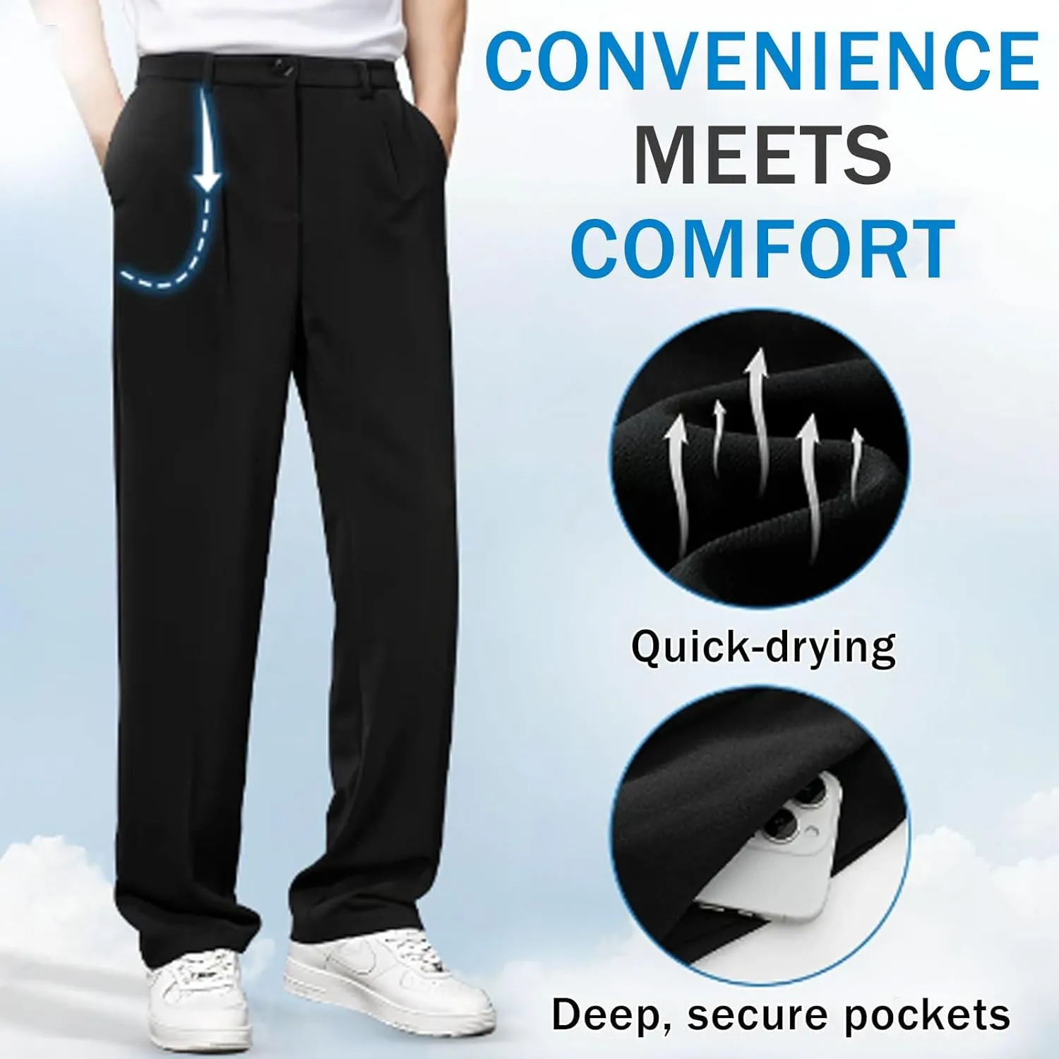 2025 New Fleurosta Stretch Waist Ice Silk Pants,Ultra Stretch Ice Silk Comfort Everyday Pants,All-Day Comfort