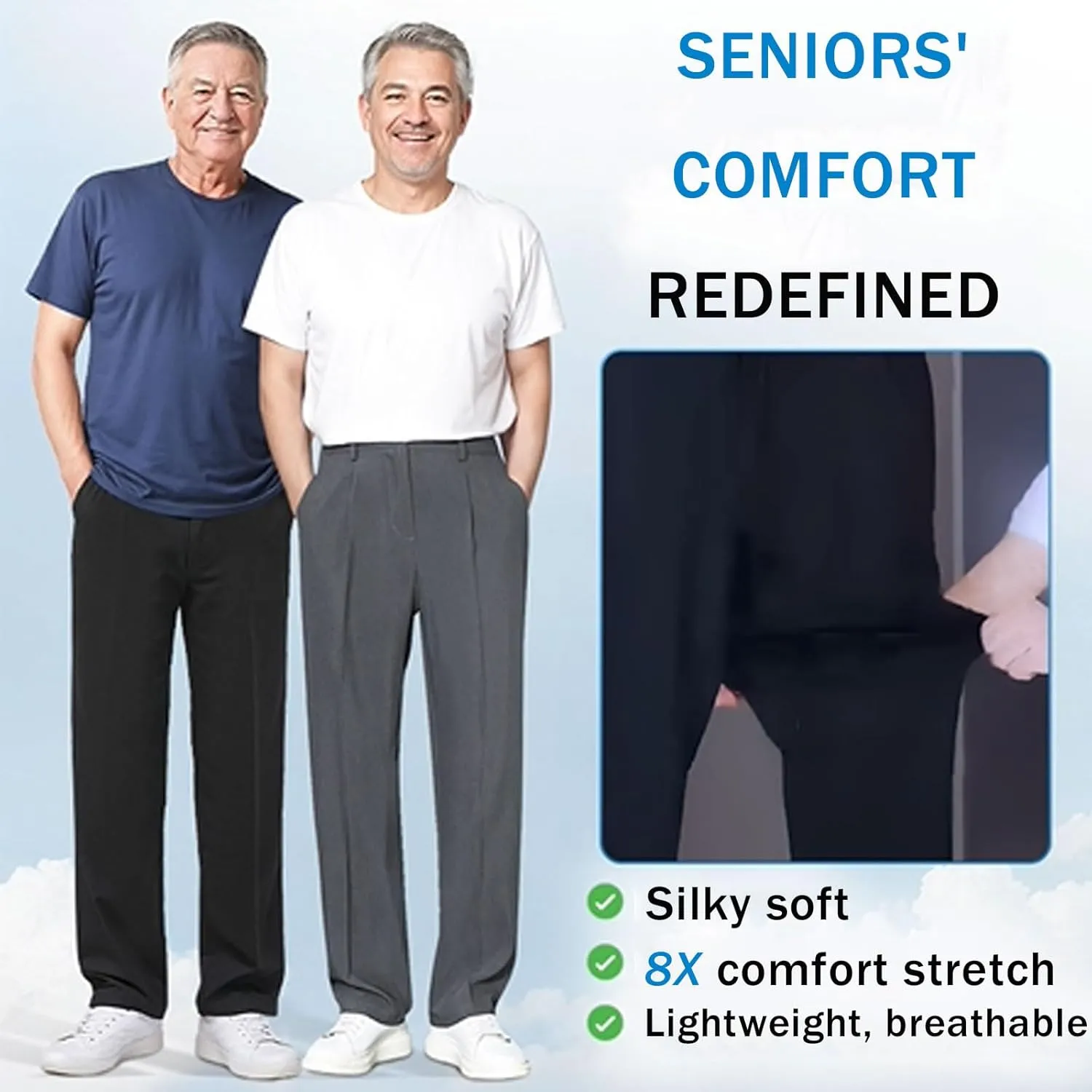 2025 New Fleurosta Stretch Waist Ice Silk Pants,Ultra Stretch Ice Silk Comfort Everyday Pants,All-Day Comfort