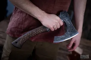 20" Custom handmamde Viking Axe, Battle Axe Real Custom Handmade Viking Axe Real Axe Head, Tomahawk Viking Hatchet Beared Camping Axe Blade, 5160 HIGH Carbon Steel Blade, Viking Gift for Him - Christmas Gift