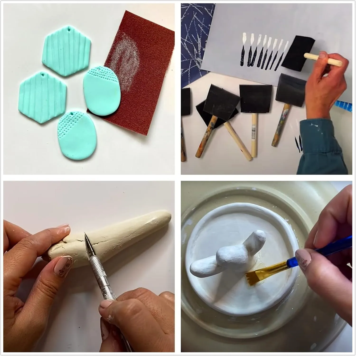 22 Air Dry Clay Tools for Adults Jewelry Making Sculpting Polymer Supplies Acrylic Roller Paint Brushes Set Dotting Scoring Stylus Craft Glue Sponge Silicone Clear Modeling Airdry Earring Kit