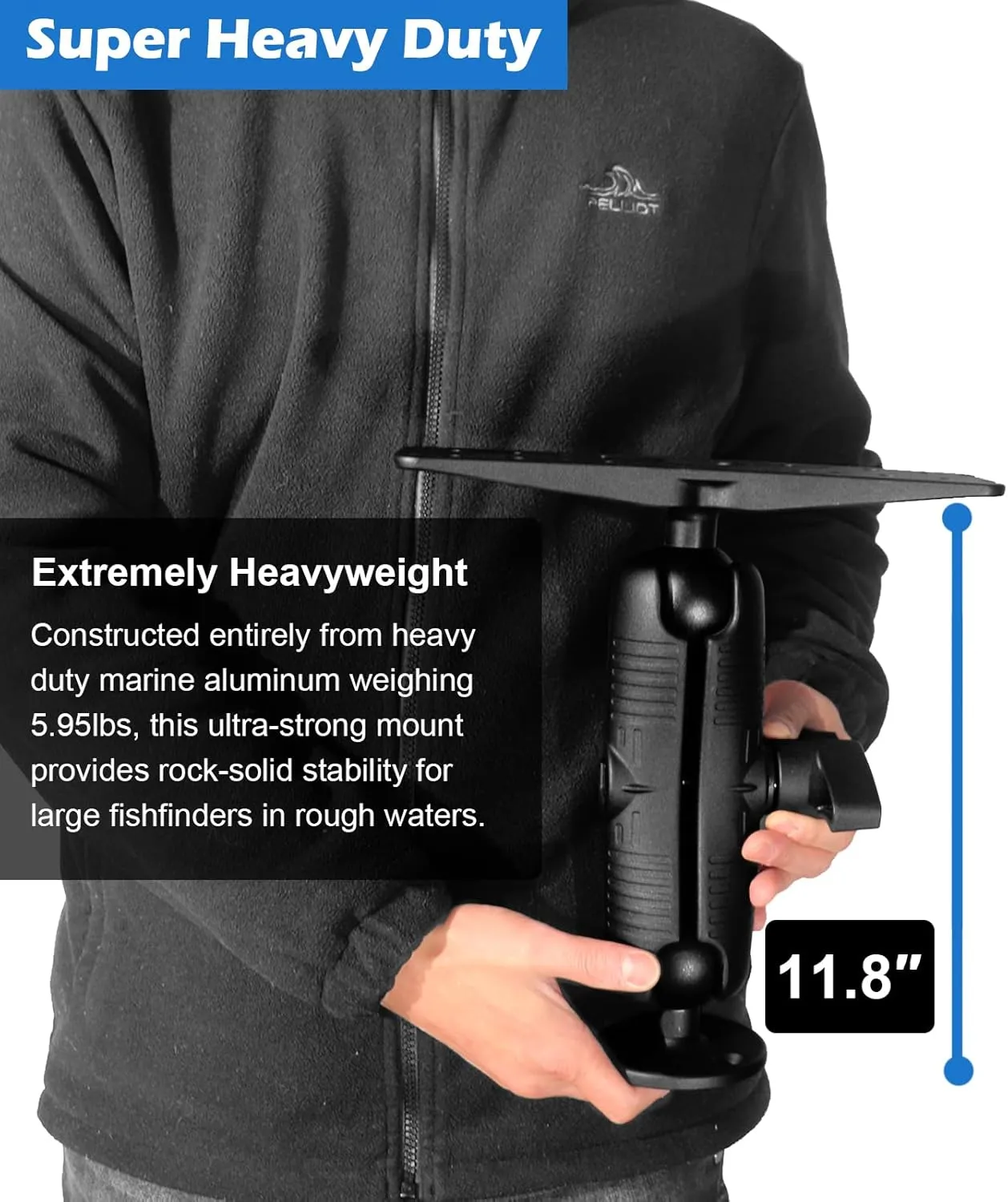 2.25" / D Size Ball Fish Finder Mount with Medium Arm, Super Load-Bearing Marine Electronic/Depth Finder Mount for Boat, Compatible with Garmin, Lowrance, Humminbird and More