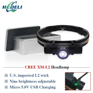2300lm 3w L2 White LED headlamp mini lantern Headlamp Flashlight USB charger 18650 Battery Lights camping fishing hunting