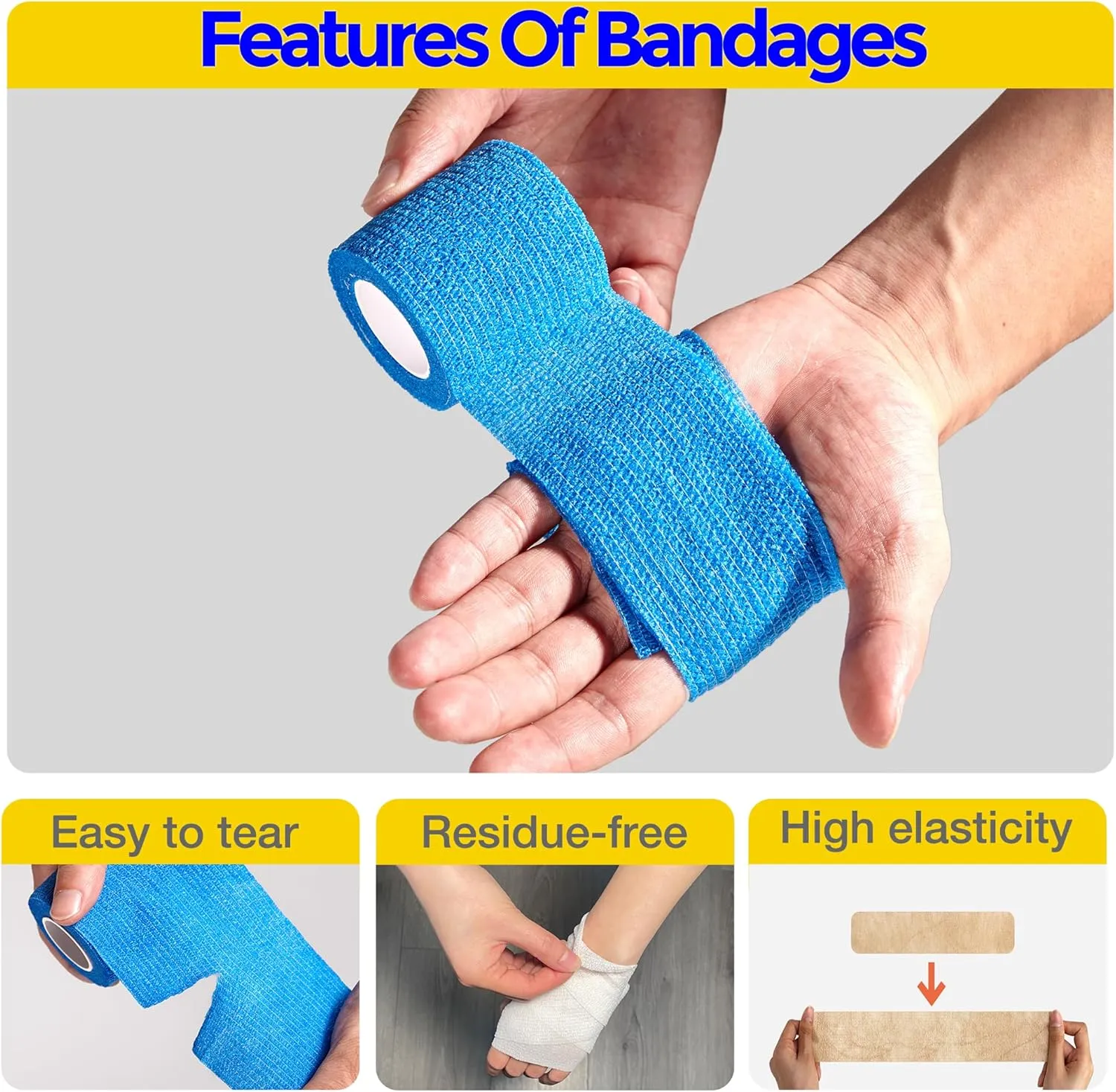 24 Pack Self Adhesive Bandage Wrap, 2” x 5 Yards Multicolor Breathable Elastic Bandage Wrap for People & Pets - Athletic Elastic Cohesive Bandage for Sports Injury: Ankle, Knee & Wrist sprains