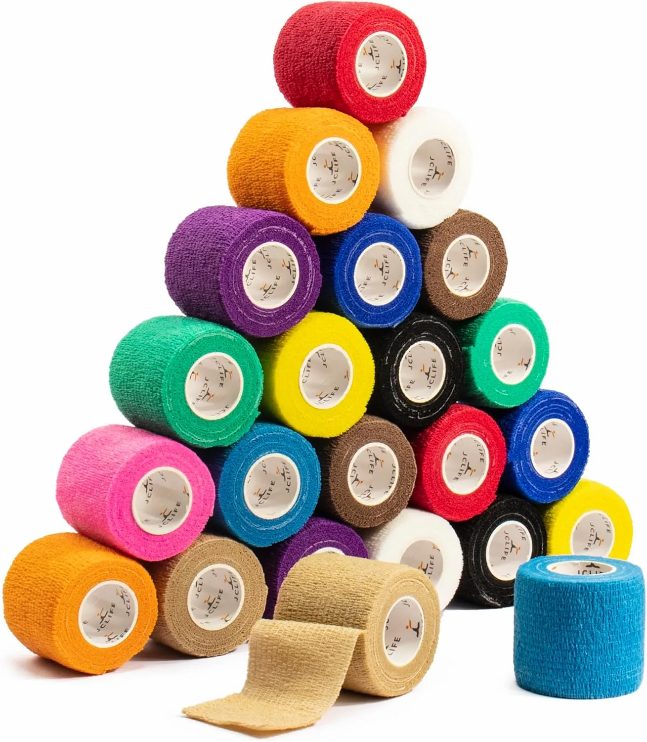 24 Pack Self Adhesive Bandage Wrap, 2” x 5 Yards Multicolor Breathable Elastic Bandage Wrap for People & Pets - Athletic Elastic Cohesive Bandage for Sports Injury: Ankle, Knee & Wrist sprains
