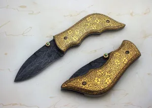 24K gold Koftgari folding knife