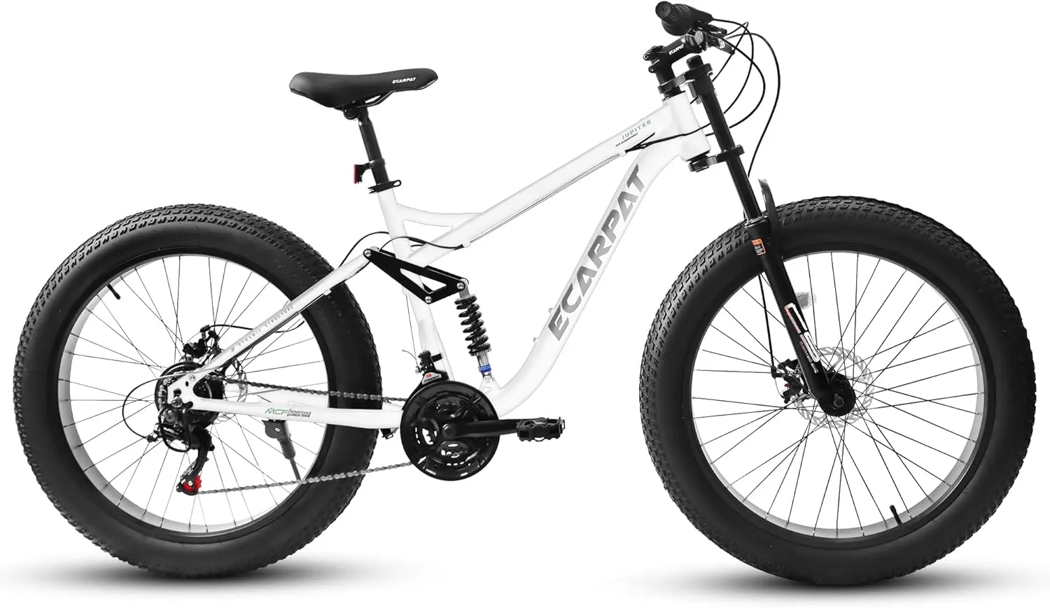26 Inch Fat Tires Mountain Bike, 21-Speed All Terrain Bicycle with Disc Brakes & 4" Wide Fat Tire, City Snow Beach for Adults and Teenagers, Men's and Women's Mountain Bikes