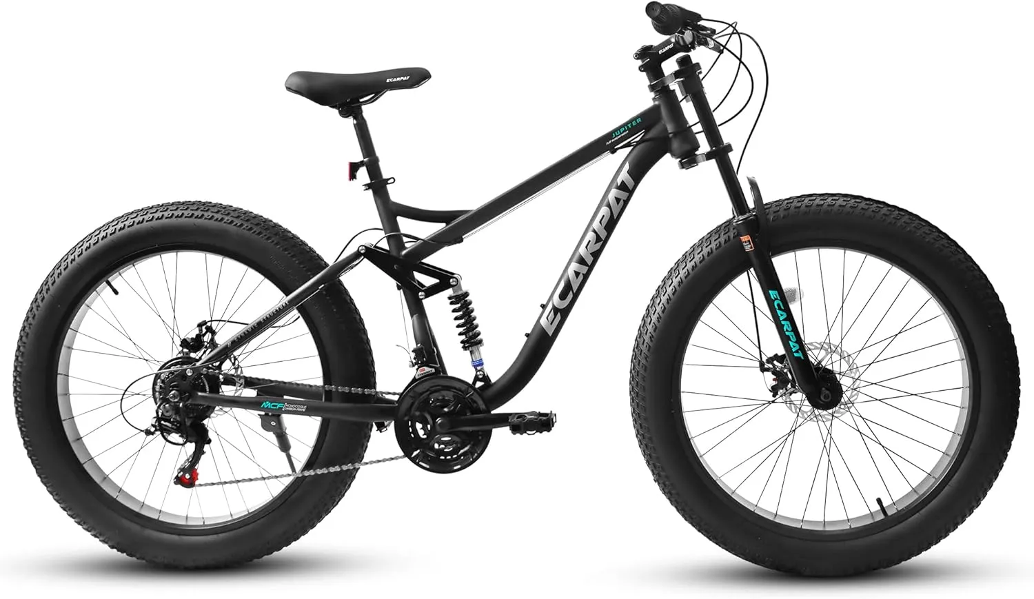 26 Inch Fat Tires Mountain Bike, 21-Speed All Terrain Bicycle with Disc Brakes & 4" Wide Fat Tire, City Snow Beach for Adults and Teenagers, Men's and Women's Mountain Bikes