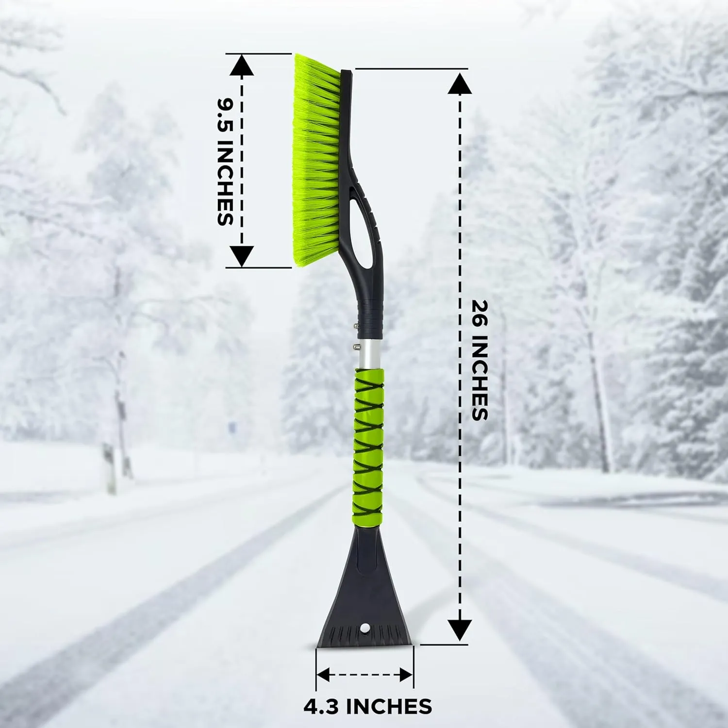 27" Car Snow Brush and Ice Scrapers for Car Windshield (2 Pack), Window Scraper with Ergonomic Foam Grip, Snow Removal for Car, Must Have Winter Car Accessories (Green and Pink)
