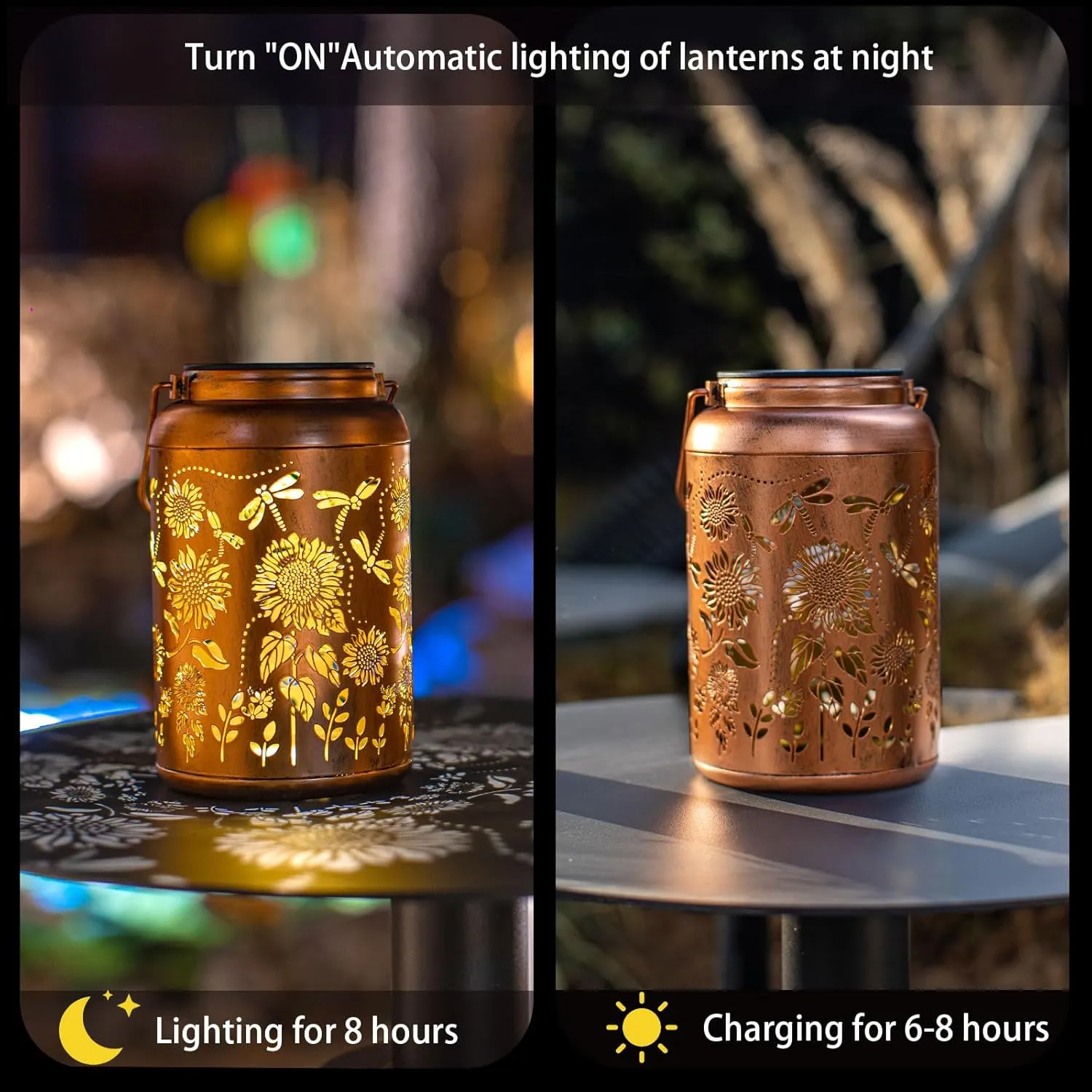 2pack Solar Lanterns Lights Outdoor Hanging Lantern Waterproof Metal LED Dragonfly Christmas Decor Fathers Day Gifts for Women Men Mom Grandma Solar Light for Garden,Yard,Patio, Lawn,Pathway,Landscape
