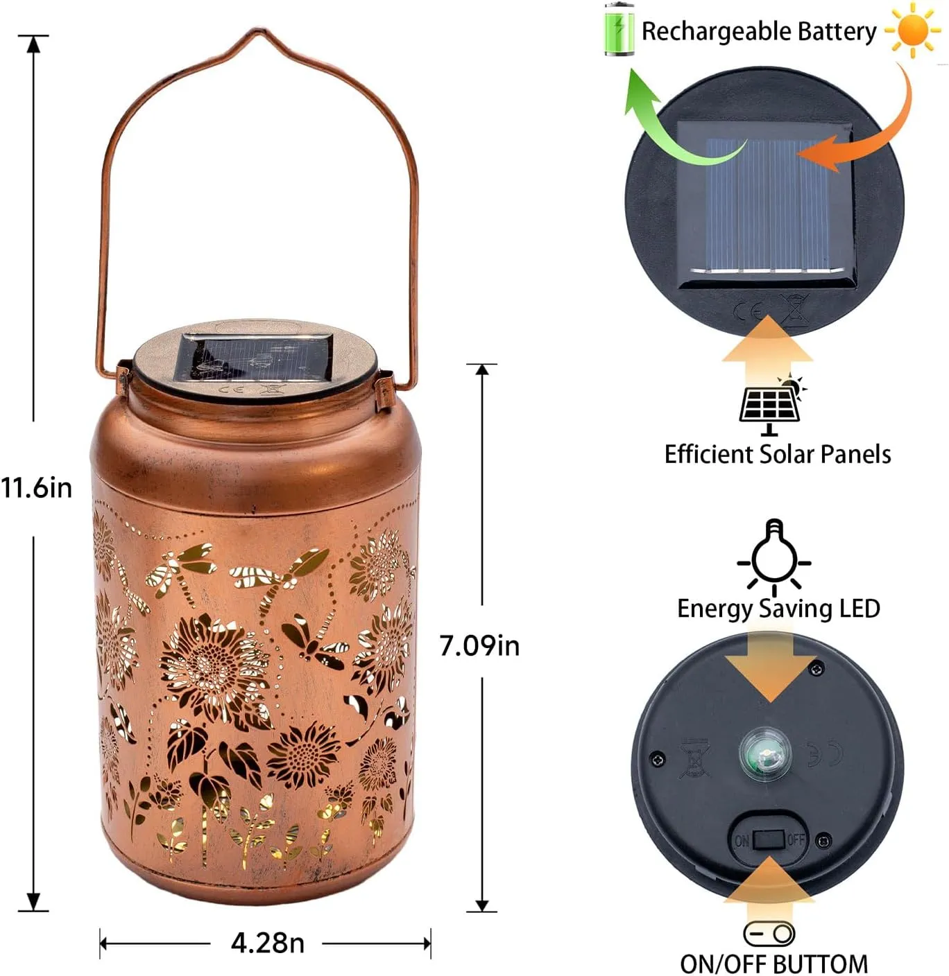 2pack Solar Lanterns Lights Outdoor Hanging Lantern Waterproof Metal LED Dragonfly Christmas Decor Fathers Day Gifts for Women Men Mom Grandma Solar Light for Garden,Yard,Patio, Lawn,Pathway,Landscape