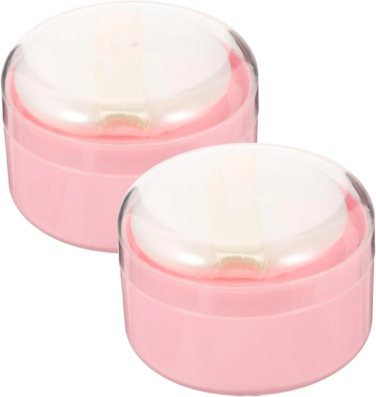 2pcs Body Powder Puff Boxes Empty Body Powder Dispenser Case with Powder Puffs Loose Powder Containers for Home Travel Use