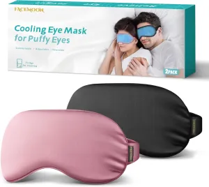 2PCS Cold Eye Mask - Cooling Eye Mask for Puffy Eyes, Cold Compress for Dark Circles, Tired Eyes, Headache, Migraines Relief - Reusable Gel Ice Pack, Weighted Sleep Mask(Black, Pink)