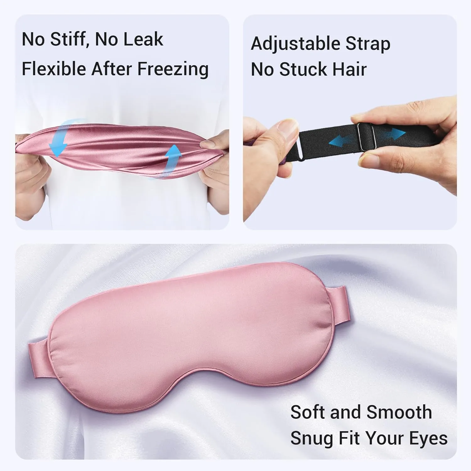 2PCS Cold Eye Mask - Cooling Eye Mask for Puffy Eyes, Cold Compress for Dark Circles, Tired Eyes, Headache, Migraines Relief - Reusable Gel Ice Pack, Weighted Sleep Mask(Black, Pink)
